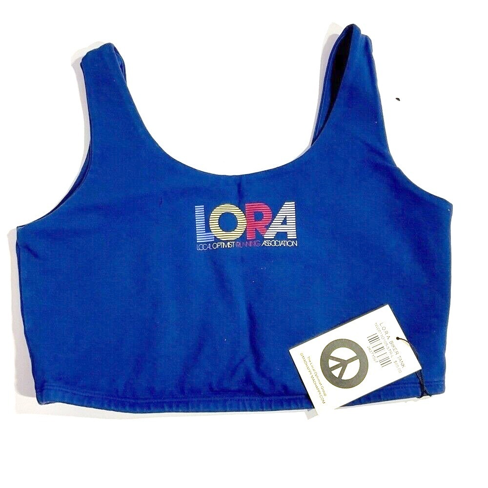 Madhappy Cropped Tank Top LORA Optimist Association‎ Blue Sleeveless Size Large